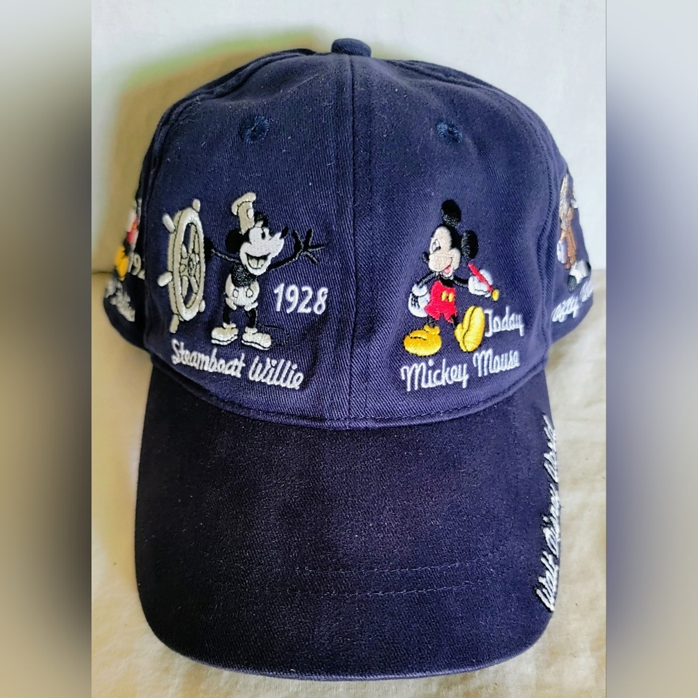 Disney World Mickey Mouse Through The Years Adjustable Hat, Blue, Vintage